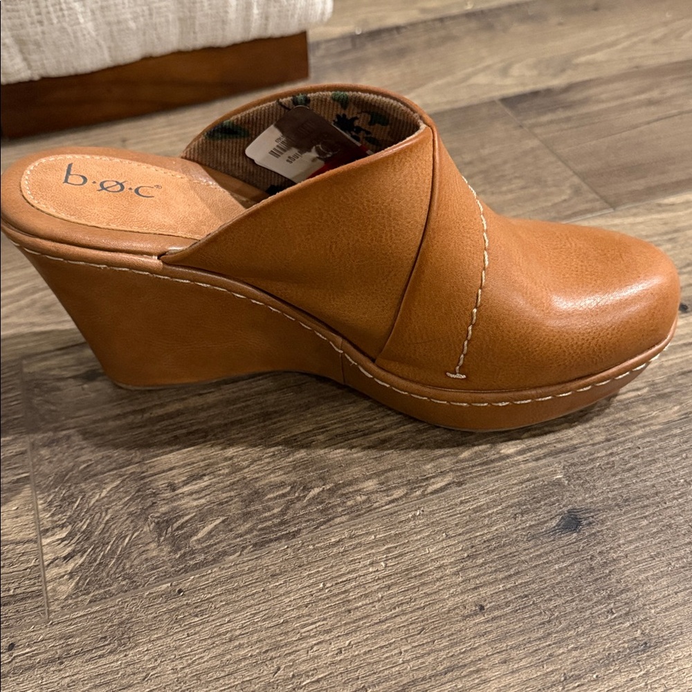 b.o.c. Tan Leather Slip-On Clogs with Stitch Detail - Picture 5 of 6